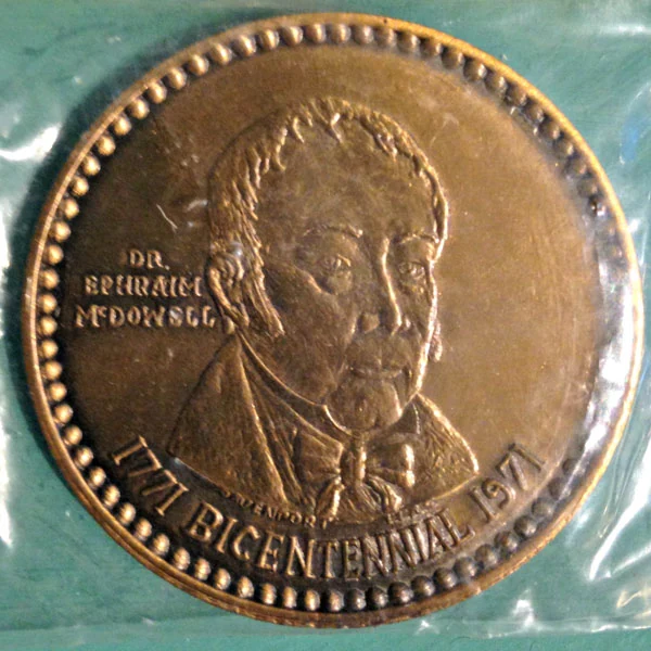 Dr. McDowell bicentennial brass medallion